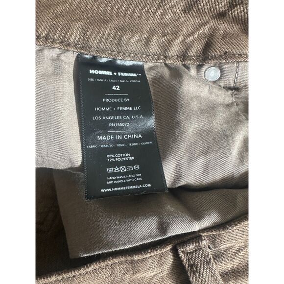 HOMME+FEMME LA - Tan Denim wide leg pants - Size 42 - new with tags - Picture 7 of 7